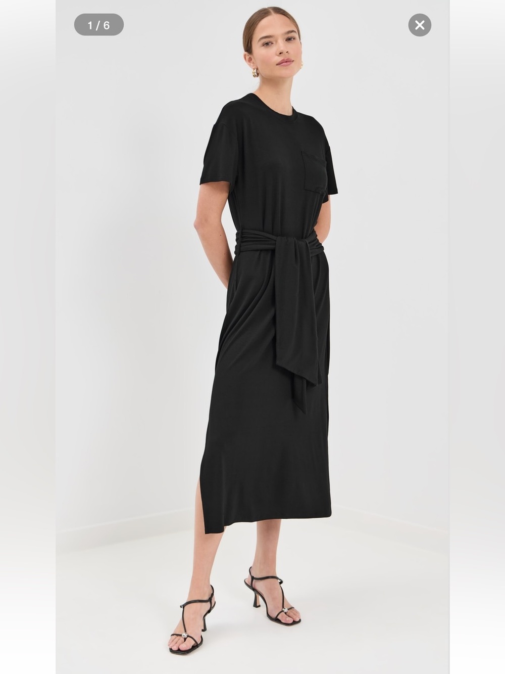 JONATHAN SIMKHAI KASSIE T-SHIRT DRESS W/ ATTACHED TIE BELT SZ XS